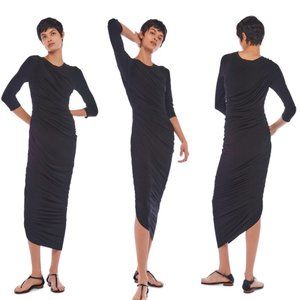 NWT Norma Kamali Women's Long Sleeve Diana Gown Cocktail Dress Black L/40